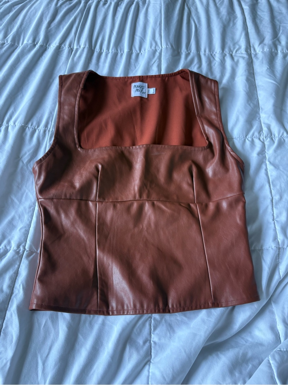 Princess Polly Brown Faux Leather Top